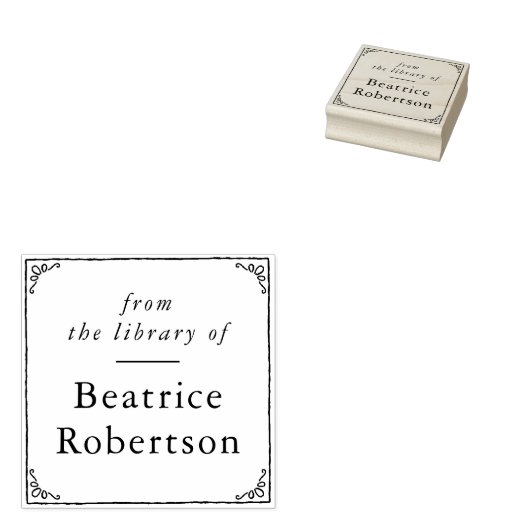 図書館エレガントのヴィンテージフレームブック ラバースタンプ (押印)