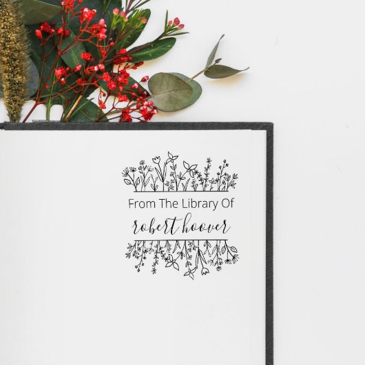 図書館エレガントのヴィンテージフローラ ラバースタンプ