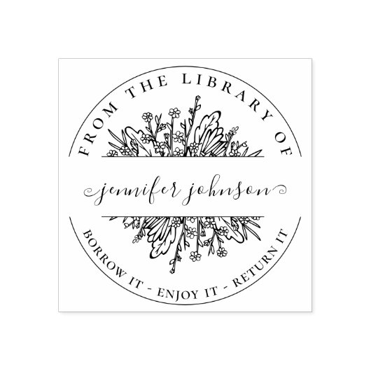図書館エレガントの植物性野草 ラバースタンプ (インプリント)