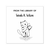 図書館エレガントの猫のスカーフパーソナライズされた セルフインキングスタンプ (デザイン)