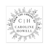 図書館エレガントの花のモノグラム セルフインキングスタンプ (デザイン)