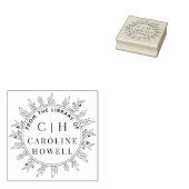 図書館エレガントの花のモノグラム ラバースタンプ (押印)