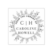 図書館エレガントの花のモノグラム ラバースタンプ (インプリント)