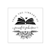 図書館エレガント本のフローラ ラバースタンプ (インプリント)