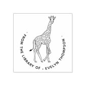 図書館カスタムのキュートなキリンの本 ラバースタンプ (インプリント)