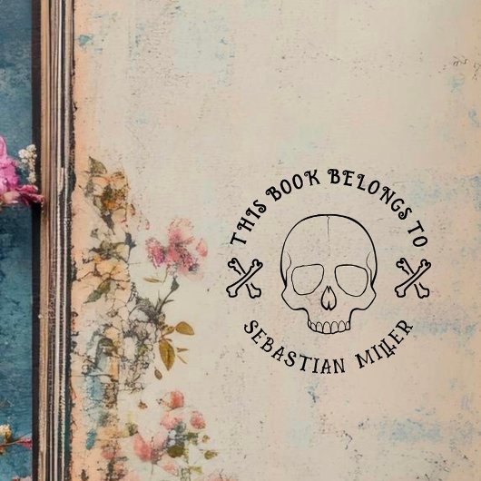 図書館カスタムのゴシック様式のスカルラウンドブック セルフインキングスタンプ