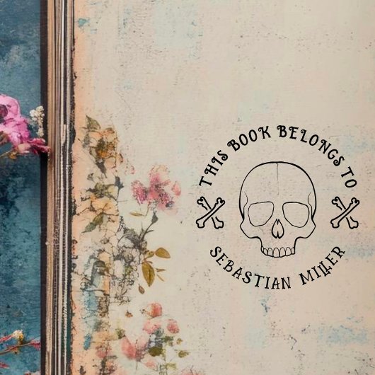 図書館カスタムのゴシック様式のスカルラウンドブック ラバースタンプ