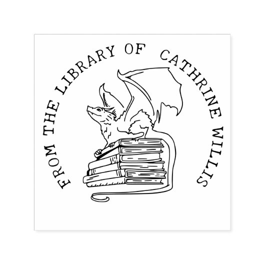 図書館カスタムのゴシック様式のドラゴン本 セルフインキングスタンプ (デザイン)