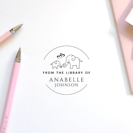 図書館カスタムの可愛い象のハート ラバースタンプ