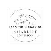 図書館カスタムの可愛い象のハート ラバースタンプ (インプリント)