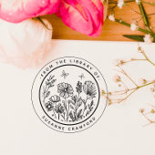 図書館カスタムの花の本 セルフインキングスタンプ