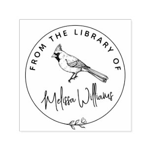 図書館カスタム本の(鳥)ショウジョウコウカンチョウEx Libris セルフインキングスタンプ