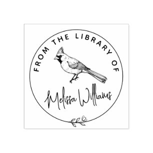 図書館カスタム本の(鳥)ショウジョウコウカンチョウEx Libris ラバースタンプ