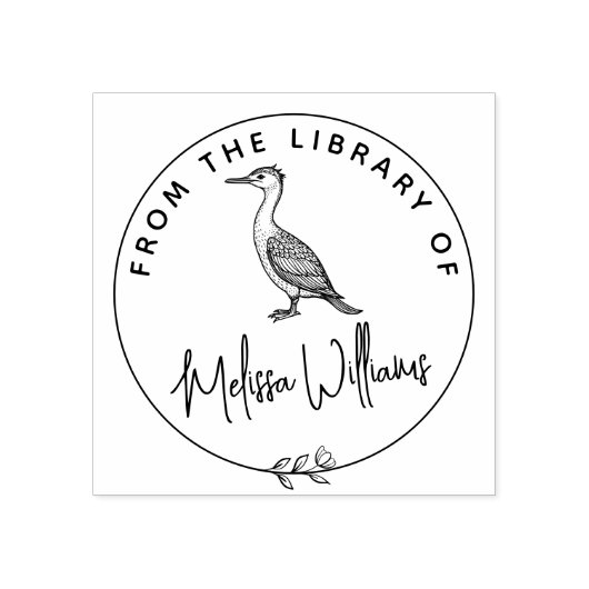 図書館カスタム本のCormorant Ex Libris ラバースタンプ (インプリント)