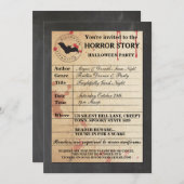 図書館カード型枠ハロウィーンストーリーパーティの招待状 招待状 (正面/裏面)