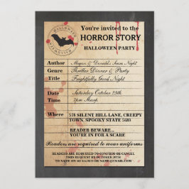 図書館カード型枠ハロウィーンストーリーパーティの招待状 招待状