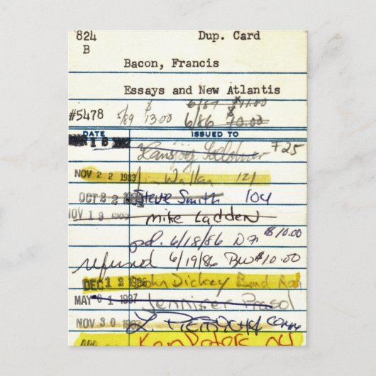 図書館カード5478エッセイとニューアトランティス ポストカード (正面)