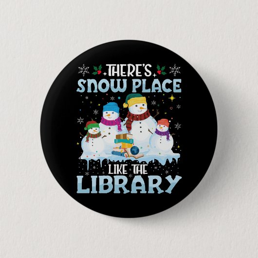 図書館クリスマス・雪の日のように特別な場所はない 缶バッジ (正面)