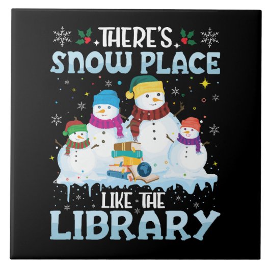 図書館クリスマス・雪景色 タイル (正面)