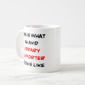 図書館サポーター、熱心なマグカップ コーヒーマグカップ (正面左)