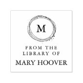 図書館シンプルのミニマルなモノグラム セルフインキングスタンプ (デザイン)