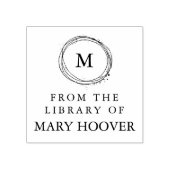 図書館シンプルのミニマルなモノグラム ラバースタンプ (インプリント)