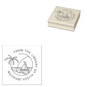 図書館シンプル本からパームカスタムツリー夏 ラバースタンプ (押印)