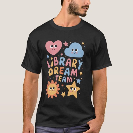図書館ドリームチーム 面白い司書 図書館スタッフ Re Tシャツ (正面)