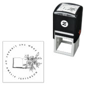 図書館モダンから花カスタムの本を出す セルフインキングスタンプ (インサイチュ)