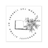 図書館モダンから花カスタムの本を出す セルフインキングスタンプ (デザイン)