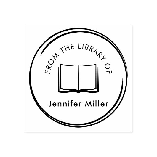 図書館モダンの美しい丸い先生 ラバースタンプ (インプリント)