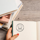 図書館モダンの美しい丸い先生 ラバースタンプ