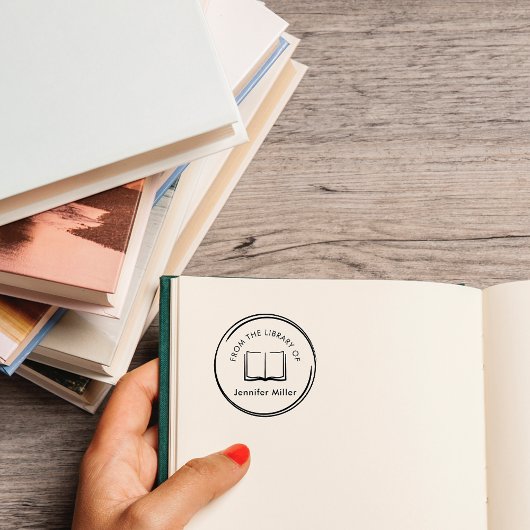 図書館モダンの美しい丸い先生 ラバースタンプ