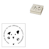 図書館モダン本の可愛い犬 ラバースタンプ (押印)