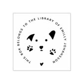 図書館モダン本の可愛い犬 ラバースタンプ (インプリント)
