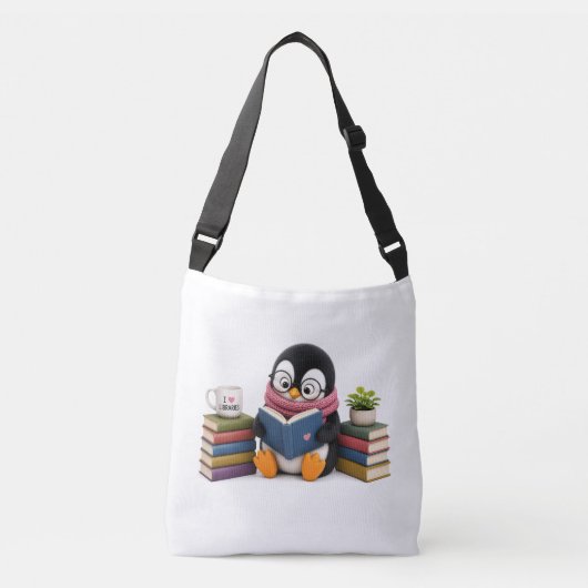 図書館ラバーペンギントートバッグ クロスボディバッグ (正面)