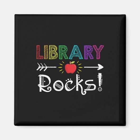 図書館ロックス先生学生楽しい新学期ギフ マグネット (正面)