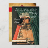 図書館卒業式パーチメントワックスシールモノグラム 招待状 (正面/裏面)