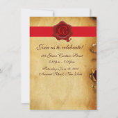 図書館卒業式パーチメントワックスシールモノグラム 招待状 (裏面)