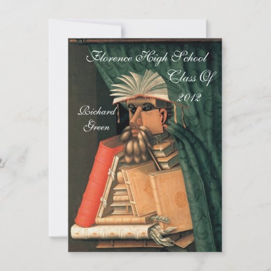 図書館卒業式パーチメントワックスシールモノグラム 招待状 (正面)