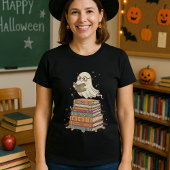 図書館司書と読書好きのためのハロウィンTシャツ かわいいお化けデザイン Tシャツ