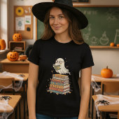 図書館司書と読書好きのためのハロウィンTシャツ かわいいお化けデザイン Tシャツ