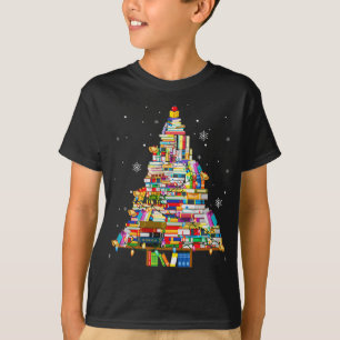 図書館司書とBoのためのクリスマスライブラリツリーのライト Tシャツ