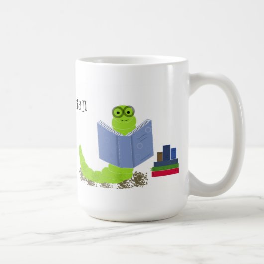 図書館司書の本の虫デザイン コーヒーマグカップ (右)
