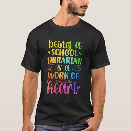 図書館司書 心の仕事 学校司書 Tシャツ (正面)