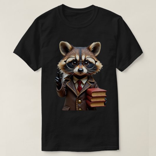 図書館員のアライグマ Tシャツ (デザイン正面)