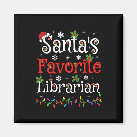 図書館員クリスマスサンタお気に入りのー図書館司書クリスマ マグネット (正面)