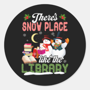 図書館員クリスマス図書館のような雪の場所がある ラウンドシール