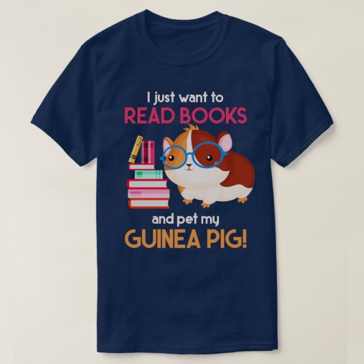 図書館員ペット愛人読ギフトのモルモット Tシャツ (デザイン正面)