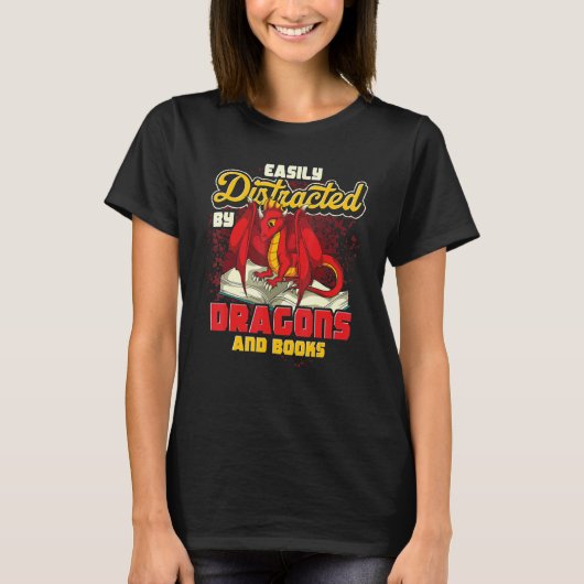 図書館員読の可愛いドラゴンブックドラゴ Tシャツ (正面)